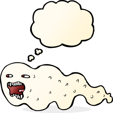 Bir insan tarafından çizilmiş düşünce balonlu çizgi film hayaleti.