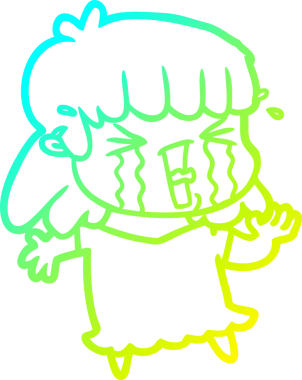 Bir insan tarafından çizilmiş göz yaşları içinde bir çizgi film kadını çizimi.