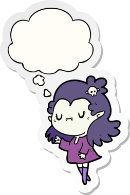 Düşünce baloncuğu insan tarafından çizilmiş bir çıkartma olan çizgi roman vampiri.