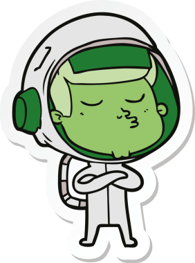 Bir insan tarafından çizilmiş kendine güvenen bir astronotun çıkartması.