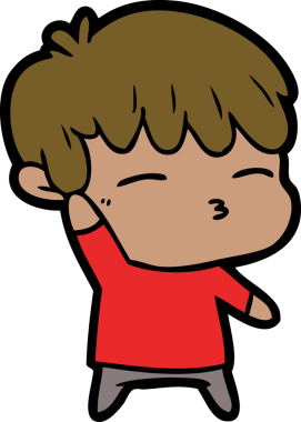 Bir insan tarafından çizilmiş meraklı bir çocuk.