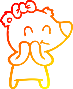 Utangaç bir dişi kutup ayısının insan tarafından çizilmiş sıcak çizgi çizimi.