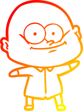 Bir insan tarafından çizilmiş kel bir adamın sıcak çizgi çizimi.