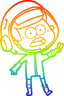 gökkuşağı gradyan çizgi çizimi bir insan tarafından çizilmiş astronot şaşırttı