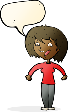 Bir insan tarafından çizilmiş konuşma balonu olan heyecanlı bir karikatür.