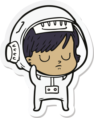 Bir insan tarafından çizilmiş astronot bir kadının çıkartması.