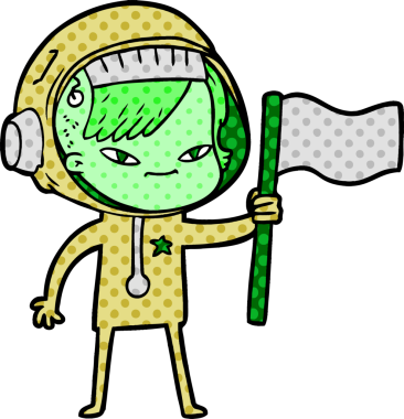 Bir insan tarafından çizilmiş astronot kadın.