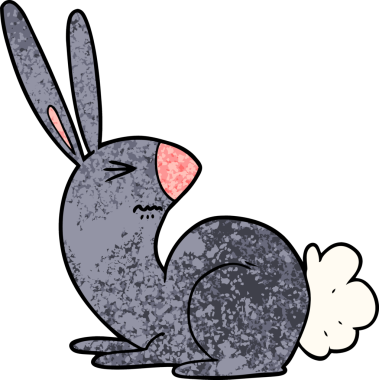 Bir insan tarafından çizilmiş kızgın tavşan çizgi filmi.