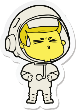 Bir insan tarafından çizilmiş astronotun çizdiği bir çizgi film çıkartması.