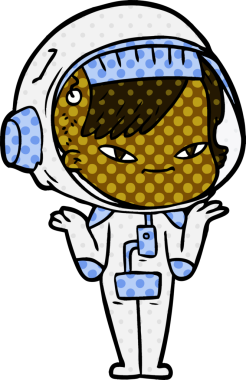 Bir insan tarafından çizilmiş astronot kadın.