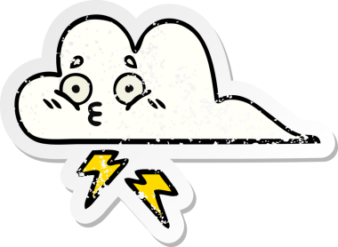 Bir insan tarafından çizilmiş tatlı bir gökgürültüsü bulutunun sıkıntılı çıkartması.