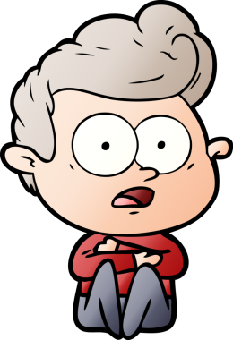 Bir insan tarafından çizilmiş çizgi film bakışlı adam.