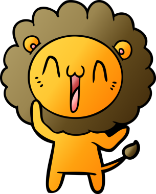 Bir insan tarafından çizilmiş mutlu çizgi film aslanı.