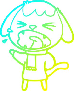 Bir insan tarafından çizilmiş şirin bir çizgi köpeğin soğuk gradyan çizgisi.