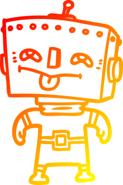 Bir insan tarafından çizilen çizgi film robotunun sıcak çizgi çizimi