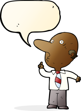 bir insan tarafından çizilmiş bir konuşma balonuyla soru soran kel bir adam.