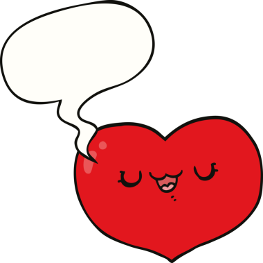 bir insan tarafından çizilmiş bir konuşma baloncuğu ile kalbi sevmek