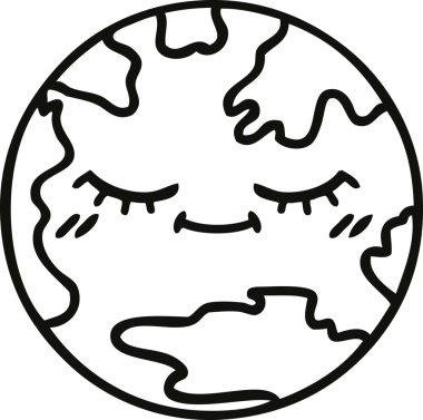 Bir insan tarafından çizilmiş bir gezegenin çizgi çizimi.