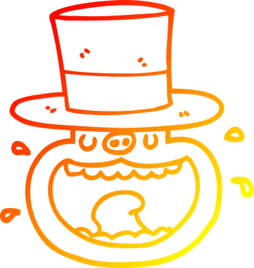 Bir insan tarafından çizilmiş silindir şapkalı bir domuzun sıcak çizgi çizimi