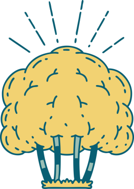 Bir insan tarafından çizilmiş geleneksel dövme ağacının çizimi