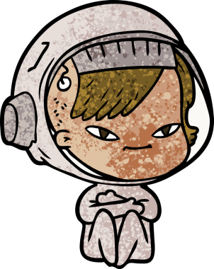 Bir insan tarafından çizilmiş astronot kadın.