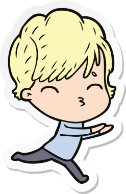 Bir insan tarafından çizilmiş bir karikatür kadının çıkartması.