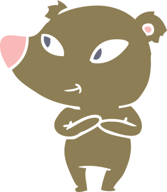 Bir insan tarafından çizilmiş şirin düz renkli çizgi film ayısı.