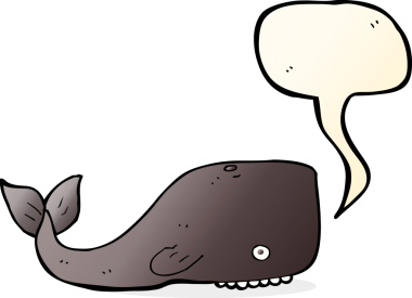 Bir insan tarafından çizilmiş konuşma balonlu çizgi film balinası