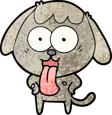 Bir insan tarafından çizilmiş şirin bir çizgi film köpeği.