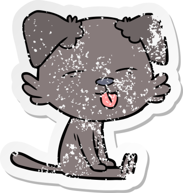 Bir insan tarafından çizilmiş bir köpeğin dertli çıkartması.