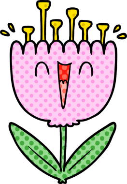 Bir insan tarafından çizilmiş mutlu bir çiçek.