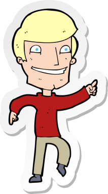 Bir insan tarafından çizilmiş mutlu bir adamın çıkartması.