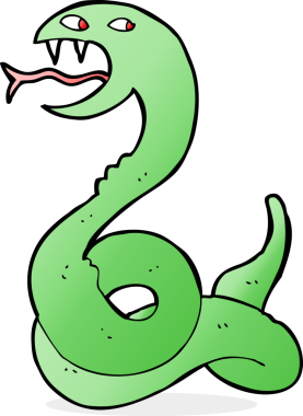 Bir insan tarafından çizilmiş tıslayan yılan çizgi filmi.