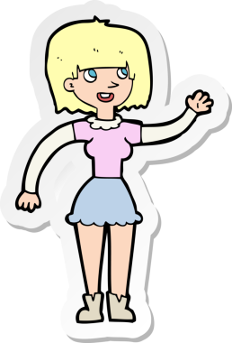 Bir insan tarafından çizilmiş bir çizgi film kızına ait etiket.