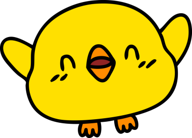 Bir insan tarafından çizilmiş şirin bir yavru kuş karikatürü.