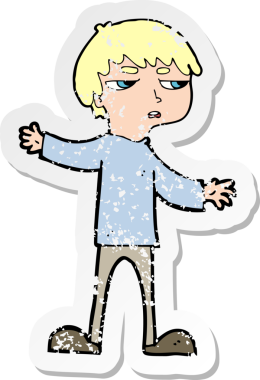 Bir insan tarafından çizilmiş rahatsız bir çizgi filmin gerilimli yapıştırması.