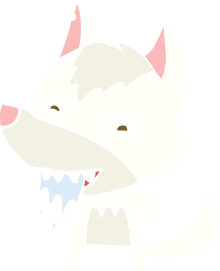 Düz renkli çizgi film aç kurt bir insan tarafından çizilmiş.