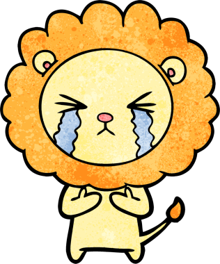 Bir insan tarafından çizilmiş ağlayan bir aslan.