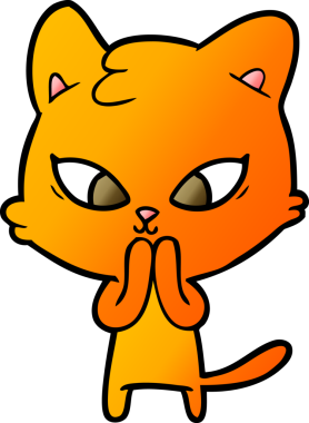 Bir insan tarafından çizilmiş sevimli çizgi film kedisi.