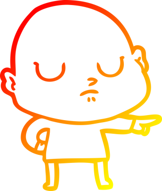 Bir insan tarafından çizilmiş kel bir adamın sıcak çizgi çizimi.