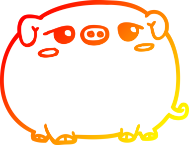 Bir insan tarafından çizilmiş şirin bir domuzun sıcak çizgi çizimi