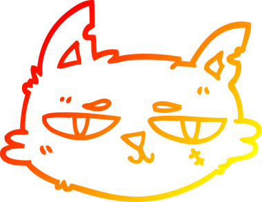 Bir insan tarafından çizilmiş sert kedi suratlı bir çizgi çizimin sıcak gradyanı