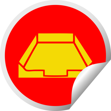 Bir insan tarafından çizilmiş bir kutunun dairesel kabuk soyma etiketi.