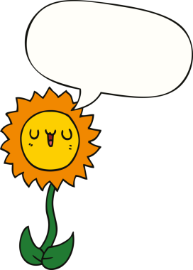 Bir insan tarafından çizilmiş konuşma baloncuklu karikatür çiçeği