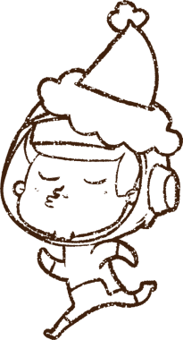 Bir insan tarafından çizilmiş Noel Astronotu Kömür Çizimi