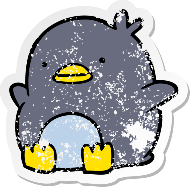 Bir insan tarafından çizilmiş sevimli bir penguenin sıkıntılı çıkartması.