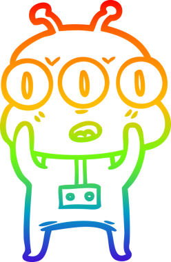 Gökkuşağı gradyan çizgi çizimi Bir insan tarafından çizilmiş üç gözlü uzaylı