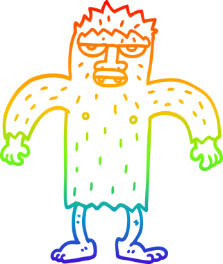 gökkuşağı gradyan çizgi çizimi bir insan tarafından çizilmiş Yeti canavarı