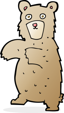 Bir insan tarafından çizilmiş çizgi film ayısı.