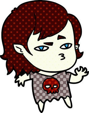 Bir insan tarafından çizilmiş vampir kız çizgi filmi.